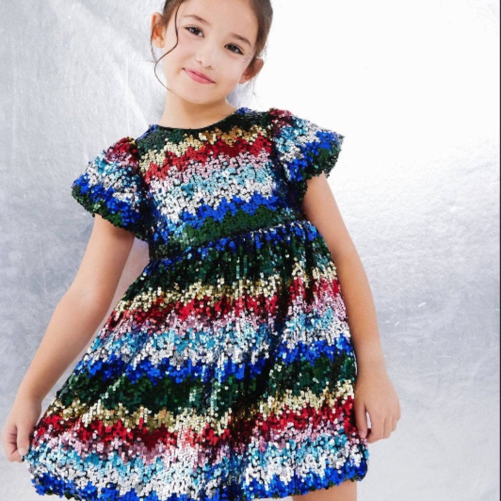 Lola & Boys Chevron Sequin CONFETTI SURPRISE DRESS  Girls Size 8  New With Tags